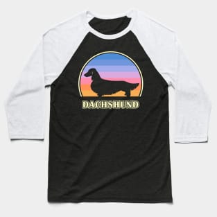 Long Haired Dachshund Vintage Sunset Dog Baseball T-Shirt